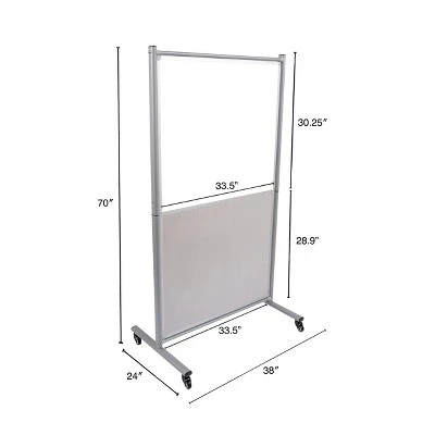 Stand Up Desk Store Rolling Mobile Magnetic Whiteboard Room Divider Dry Erase Board For Home Or Classroom (Combo Whiteboard/Tackboard, 40" W X 72" H) 4 Stand Up Desk Store Rolling Mobile Magnetic Whiteboard Room Divider Dry Erase Board For Home Or Classroom (Combo Whiteboard/Tackboard, 40" W X 72" H) - Image 4