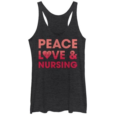 Women's CHIN UP Peace Love And Nursing Racerback Tank Top 4 Women's CHIN UP Peace Love And Nursing Racerback Tank Top - Image 4