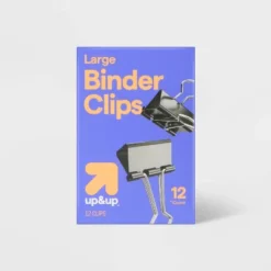 Up & Up 12ct Large Binder Clips - Up&up™: Steel, Black & Silver, 2.19" Depth, 1.25" Width, Office Fasteners -Up & Up Shop GUEST 50af9ab3 f695 41e1 af62 7bd1b74cd19d