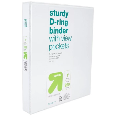 6pk 1" D Ring Binder White - Up & Up™ 1 6pk 1" D Ring Binder White - Up & Up™