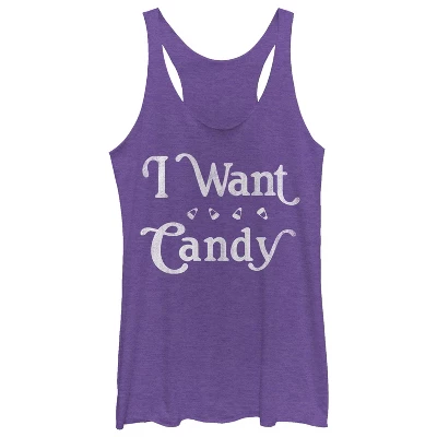 Women's CHIN UP Halloween Want Candy Racerback Tank Top 2 Women's CHIN UP Halloween Want Candy Racerback Tank Top - Image 2