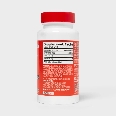 Up & Up Biotin With Keratin Dietary Supplement Tablets - 120ct - Up&up™ 2 Up & Up Biotin With Keratin Dietary Supplement Tablets - 120ct - Up&up™ - Image 2