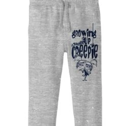 Bioworld Growing Up Creepie Large Logo Graphic With Character Art Youth Heather Gray Graphic Jogger Pants