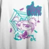 Growing Up Creepie Character Line Art Women's White Graphic Crop Tee