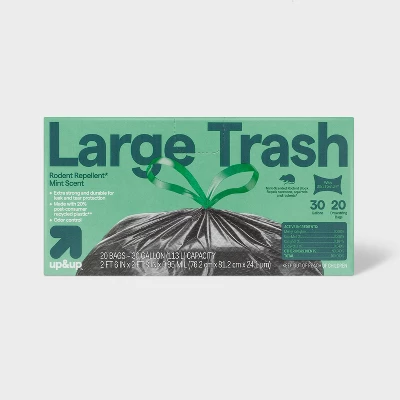 Up & Up Extra-Strong Rodent Repellent Large Drawstring Trash Bags - Mint Scent - 30gal/20ct - Up&up™ 4 Up & Up Extra-Strong Rodent Repellent Large Drawstring Trash Bags - Mint Scent - 30gal/20ct - Up&up™ - Image 4