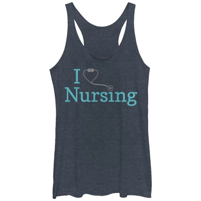 Women's CHIN UP I Love Nursing Stethoscope Racerback Tank Top 3 Women's CHIN UP I Love Nursing Stethoscope Racerback Tank Top - Image 3