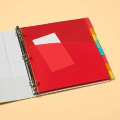 Up & Up 8ct Tabbed Plastic Index Dividers With Pockets - Up&up™: Multicolor 3 Hole Punched Binder Dividers