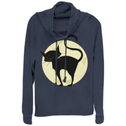Junior's CHIN UP Halloween Cute Cat In Moon Cowl Neck Sweatshirt -Up & Up Shop GUEST caf525b5 7a6c 42a0 a2be dfe8574751a6