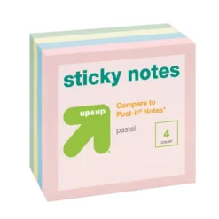 Up & Up 4pk 3"x3" Sticky Notes Pastel - Up&up™: Multicolor, 400 Sheets, Office Stationery, Uncoated Paper, Glue Binding -Up & Up Shop GUEST cedff969 dd3a 4dad 98ed fb3b4af785aa